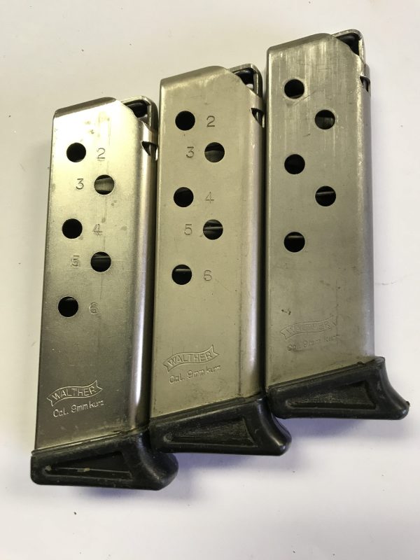 Walther PPK magazine, nickel, .380, w/ rib, finger rest #868-4