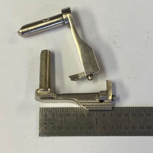 S&W 39 Series slide stop assembly, nickel, models 39, 439 #1040-6482N very minor shelf wear