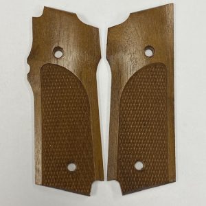 S&W 45 Series grips, checkered walnut models 645, 745 #1040-16537 grips have no emblems, but they're wrapped in original S&W paper
