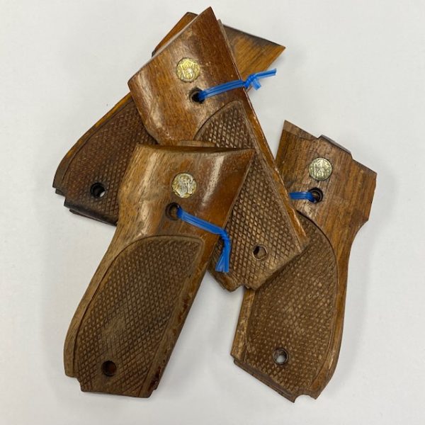 S&W 39 Series grips, checkered walnut for model 39, 439, 539, 639, in various states of disrepair, could use some TLC #1040-6132-6133