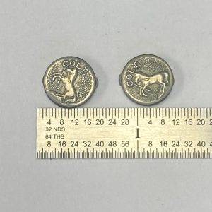 Colt D grip medallions, silver, sold as pair #154-JF-1M