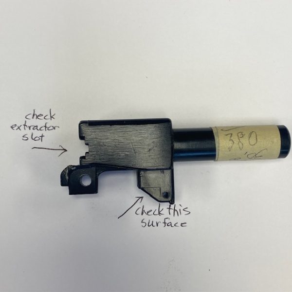 HI-POINT barrel Model CF .380, 3 styles, check the barrel pin surface and the extractor slot #823-CF-38-2