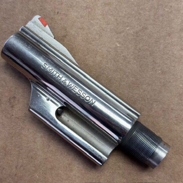 S&W Model 25-5 1978-1990 nickel barrel 4-1/8" with red ramp front sight - very good condition, #1032-4568N